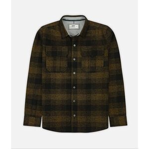 Jerry Mens Arbor Flannel Black and Gold Plaid Size Medium New